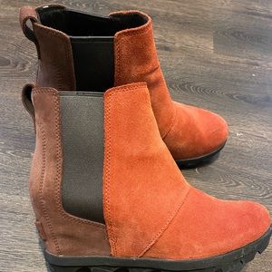 Red Sorel wedge Joan boot
